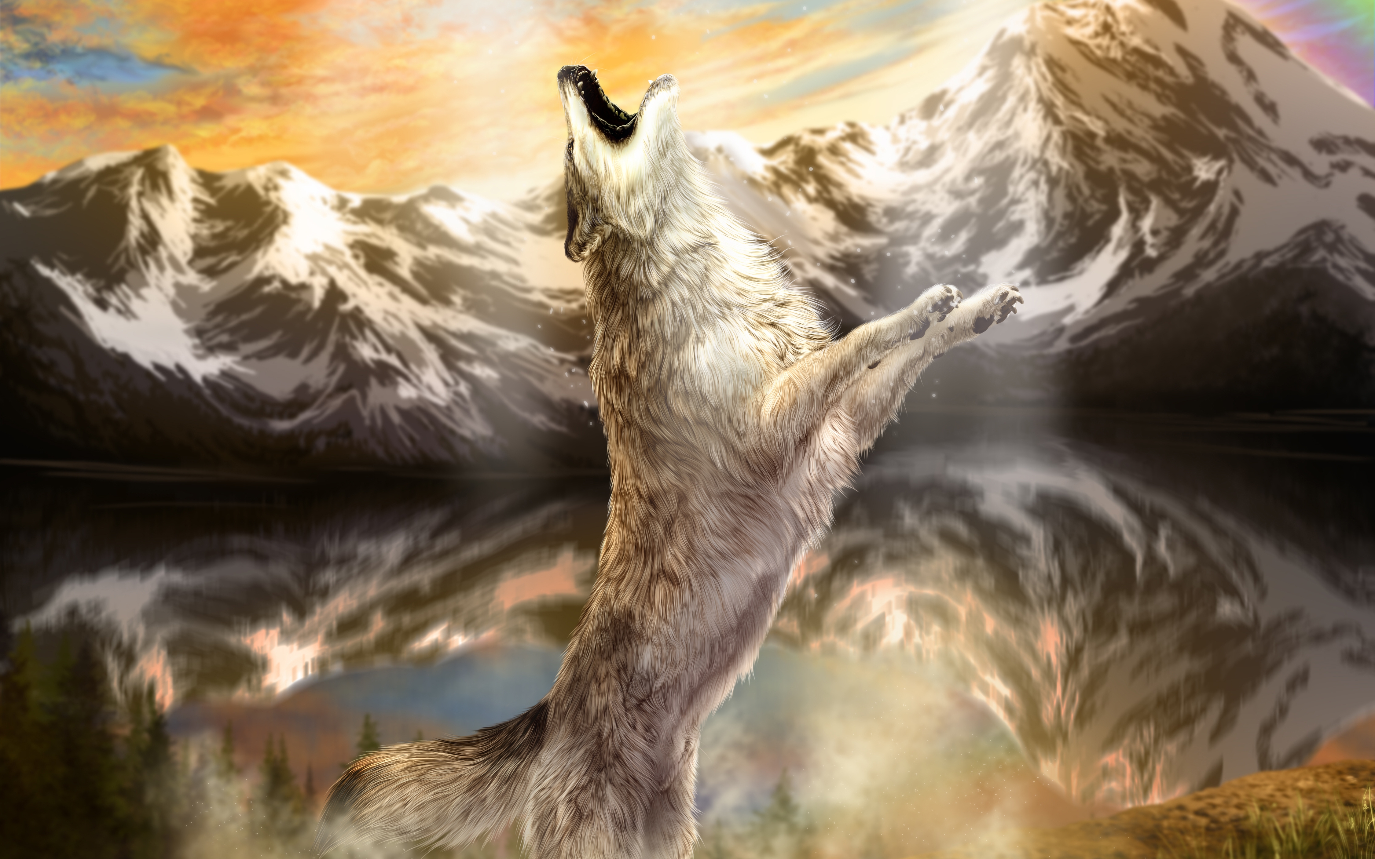 Painting Art Wolf Wallpapers HD / Desktop and Mobile