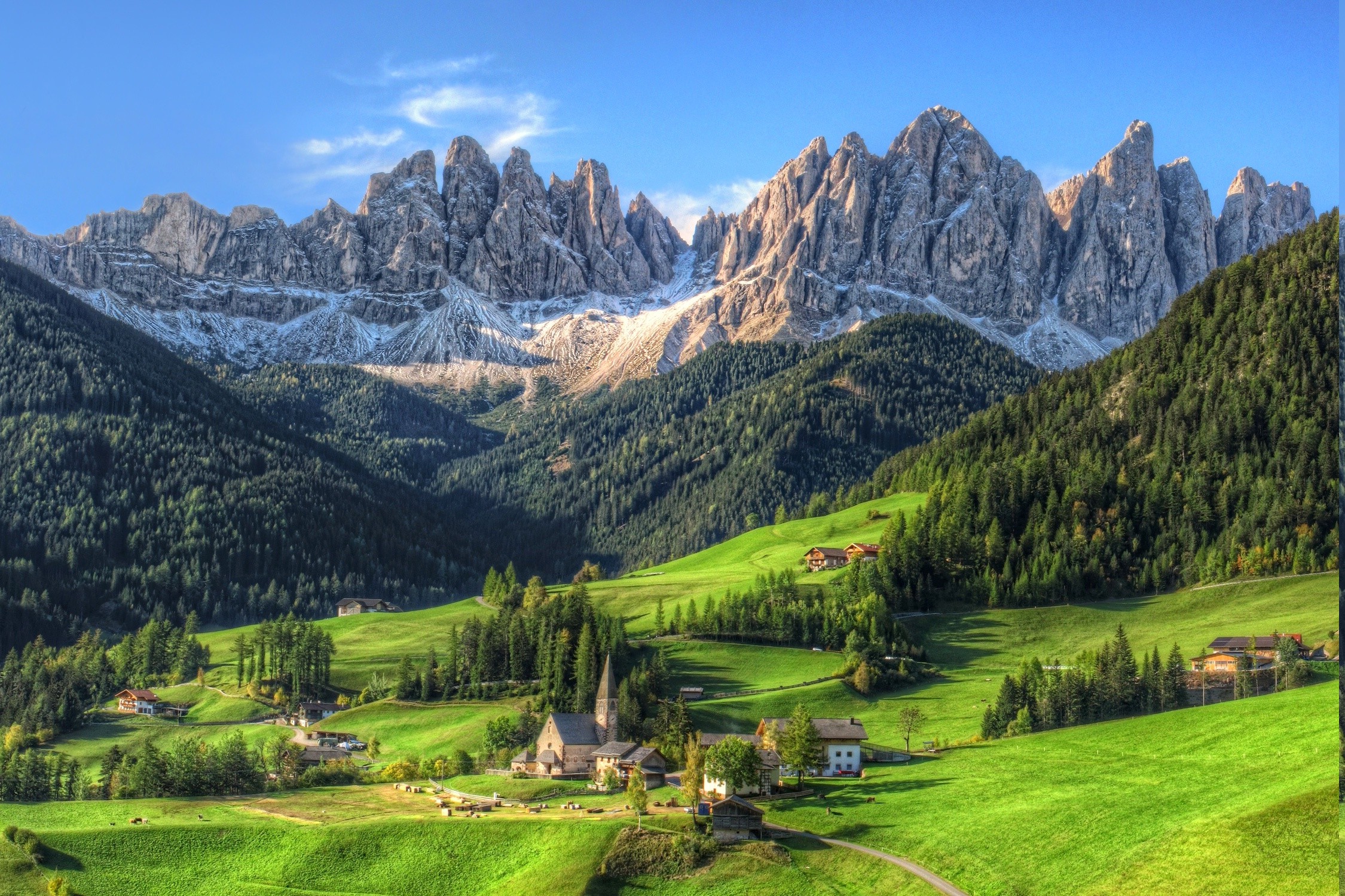 mountain, Village, Summer, Forest, Tyrol, Grass, Nature, Landscape