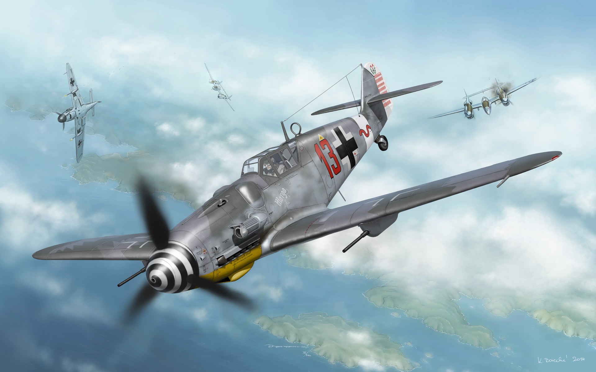 Messerschmitt Messerschmitt Bf 109 Luftwaffe Artwork Military