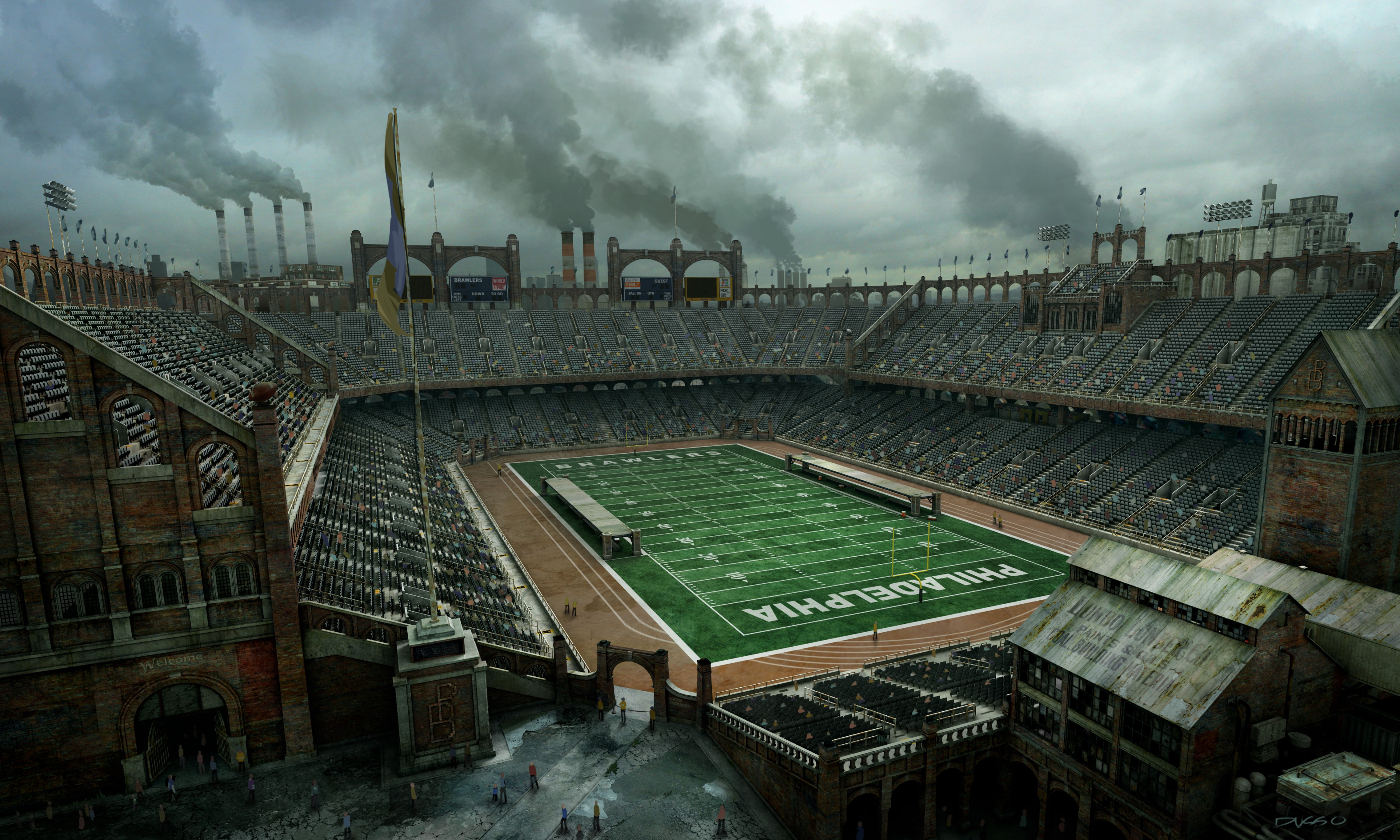 stadium, Concept Art, Video Games, Smoke, Philadelphia, Industrial