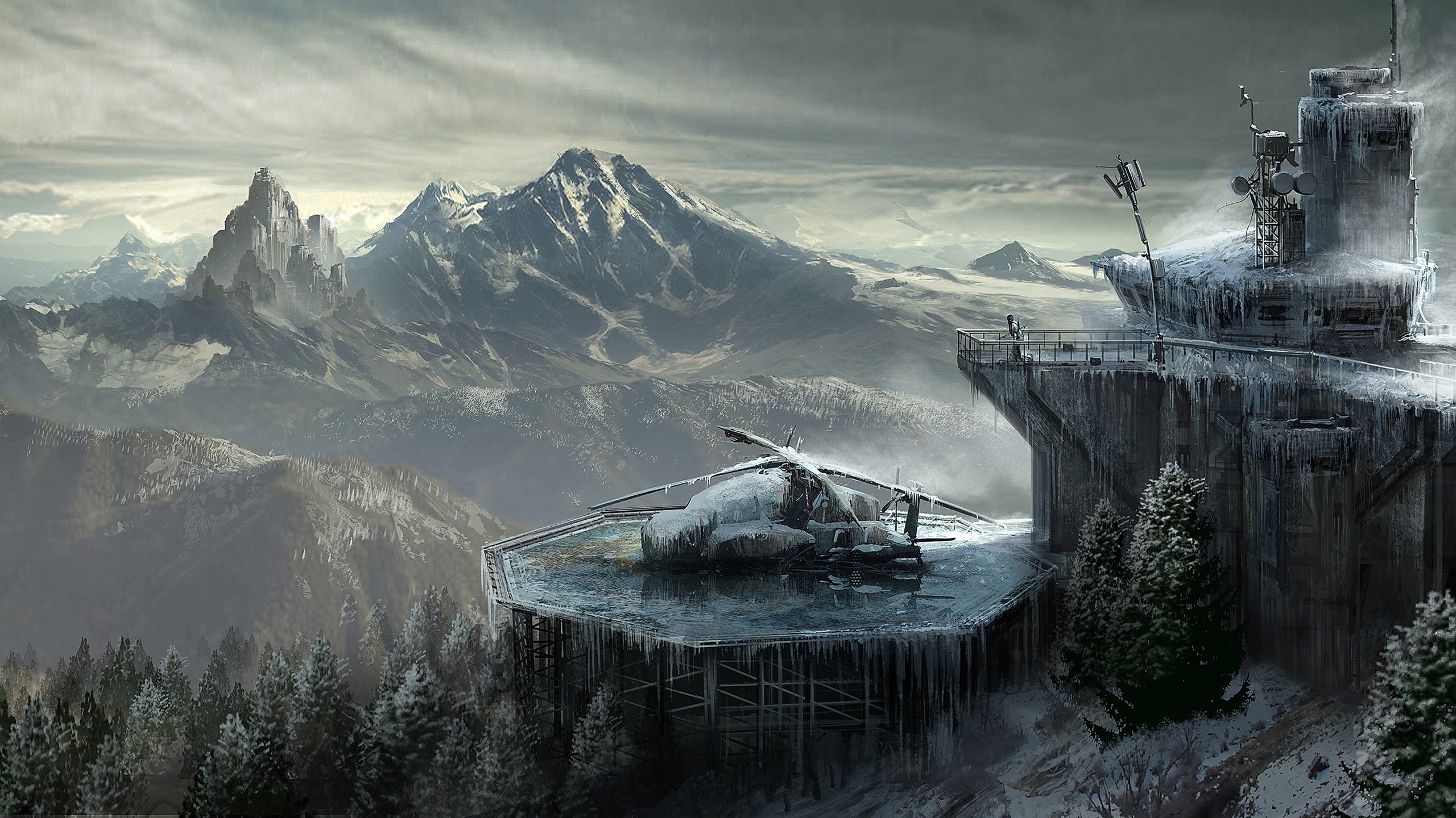 concept Art, Rise Of The Tomb Raider, Video Games, Snow, Military Base