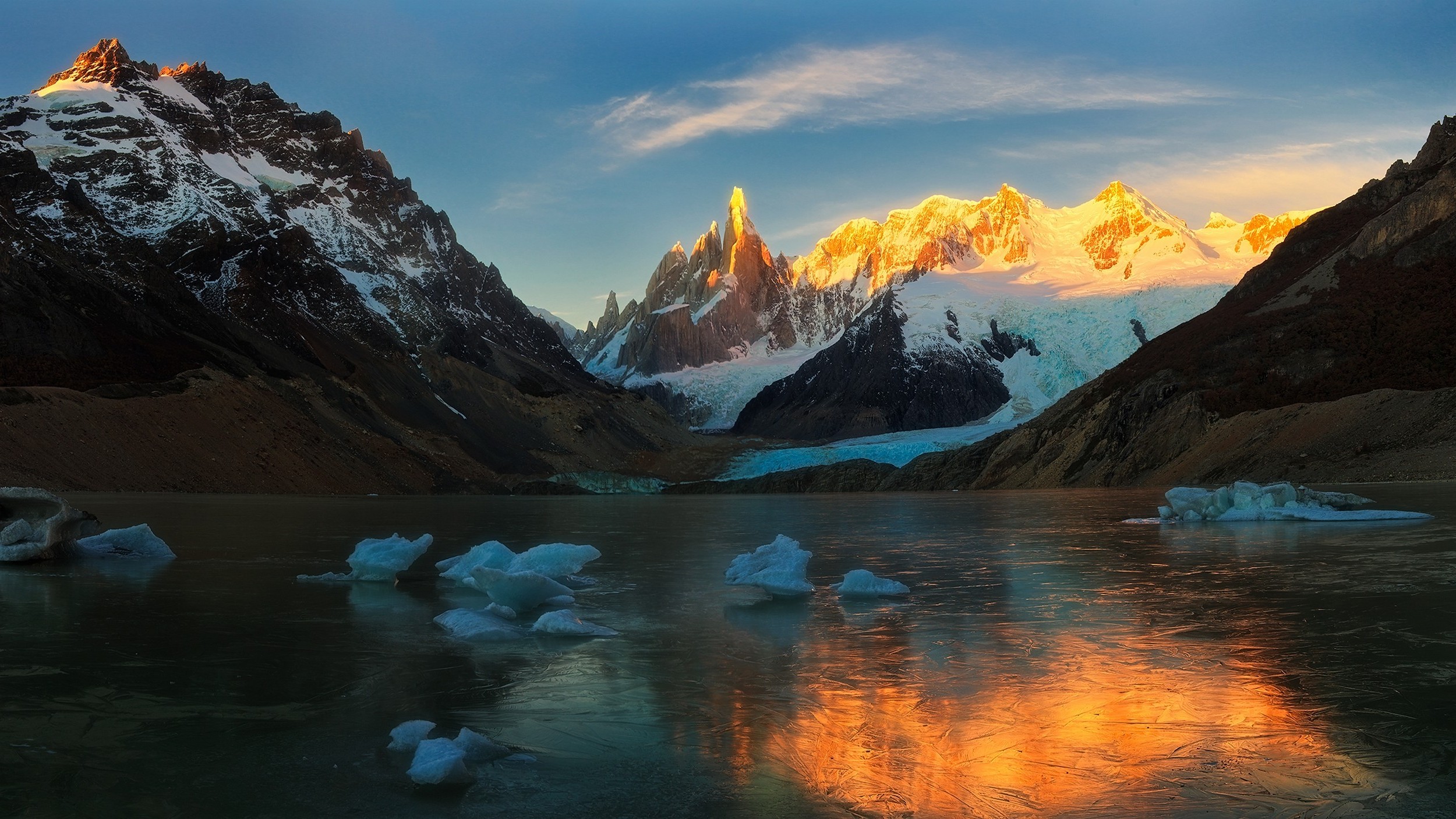 Badekar skuffe Grisling sunrise, Mountain, Lake, Glaciers, Snow, Frost, Ice, Nature, Landscape, Argentina  Wallpapers HD / Desktop and Mobile Backgrounds