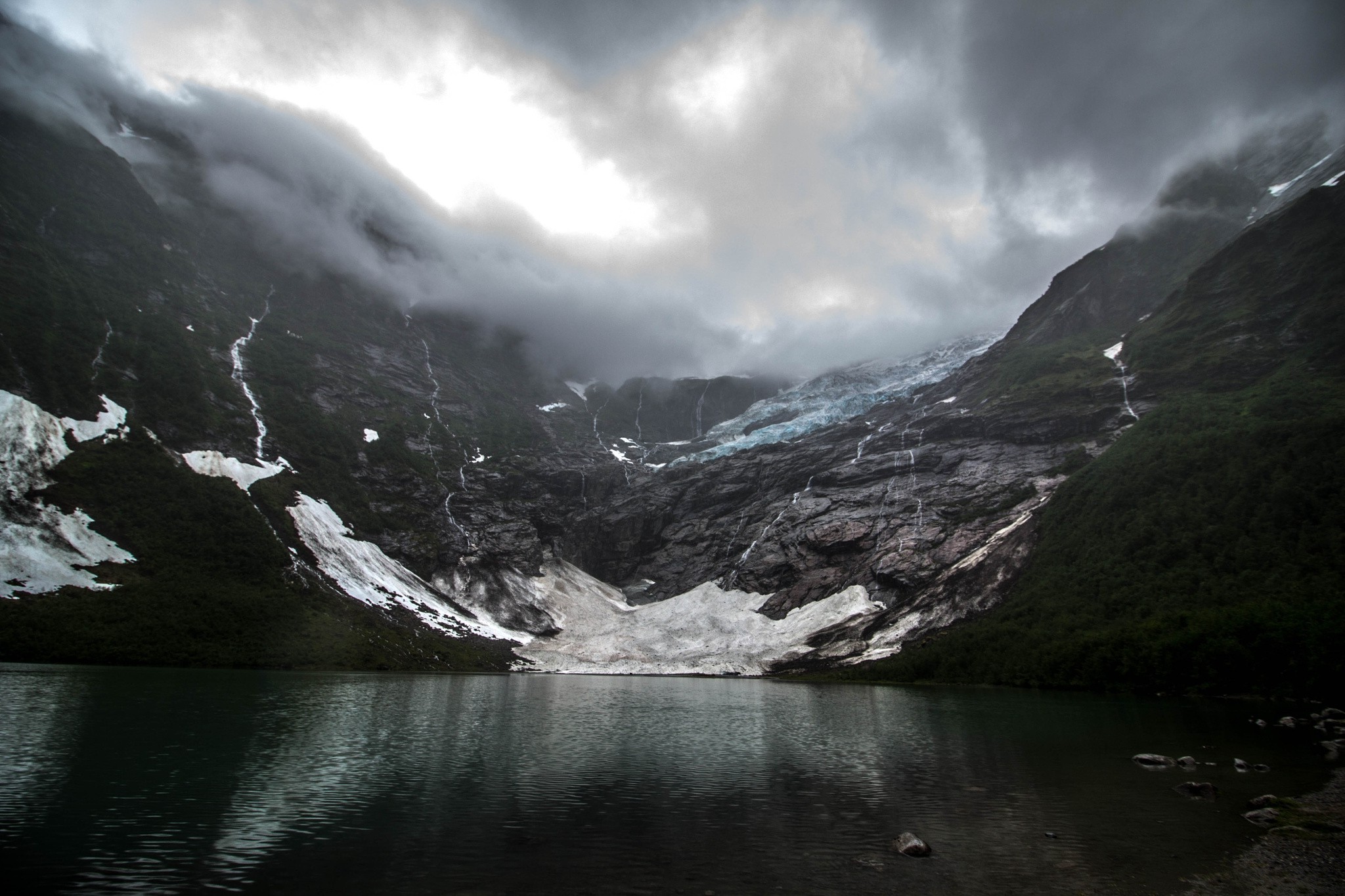 nature, Landscape, Glaciers, Lake, Mountain, Dark, Clouds ...