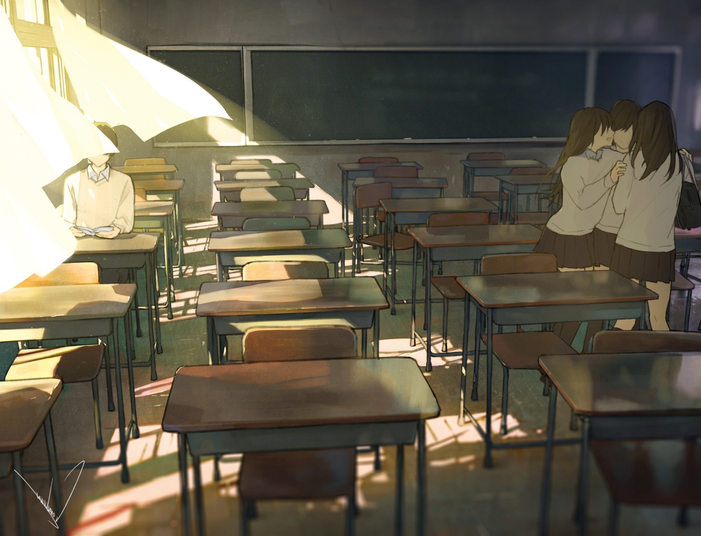 classroom, Anime, Original Characters, School Uniform Wallpapers HD /  Desktop and Mobile Backgrounds