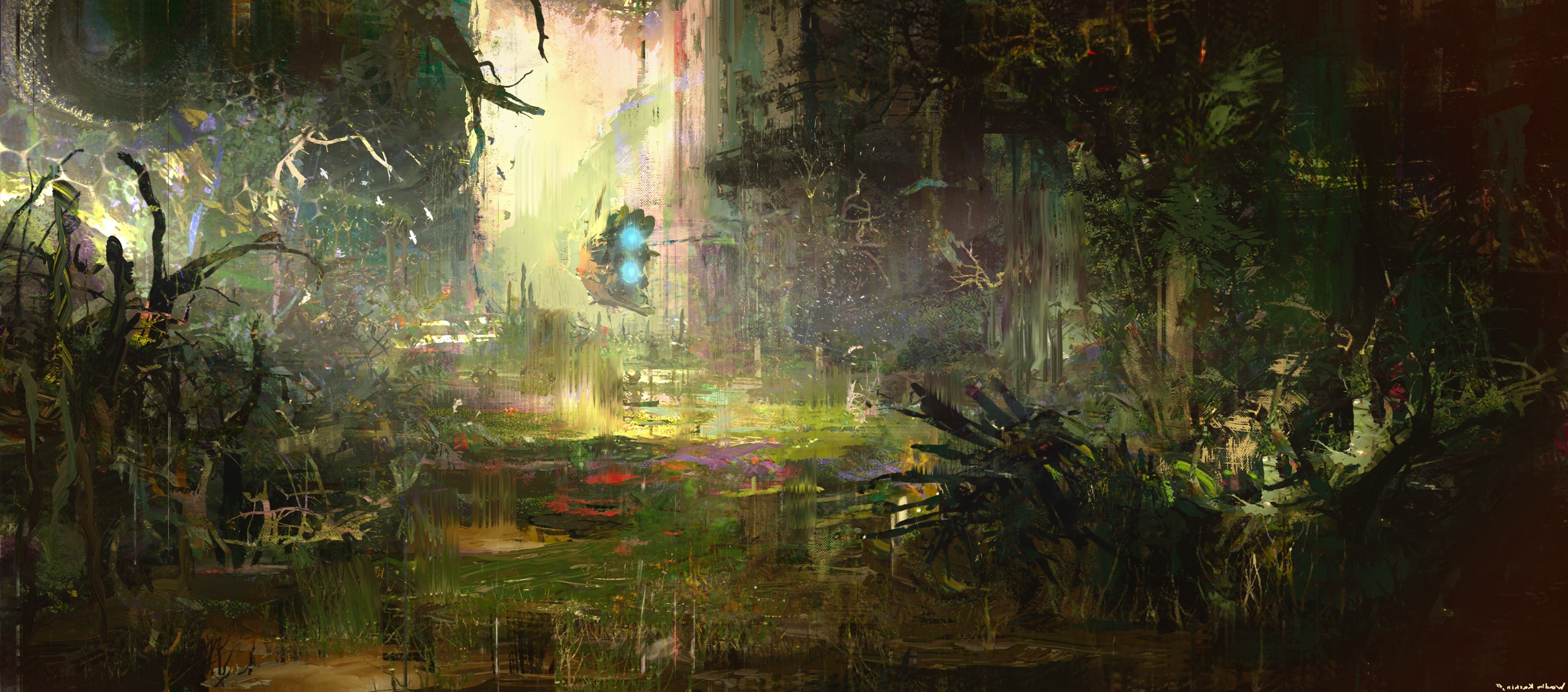 fantasy Art, Science Fiction, Digital Art, Spaceship, Forest Wallpapers