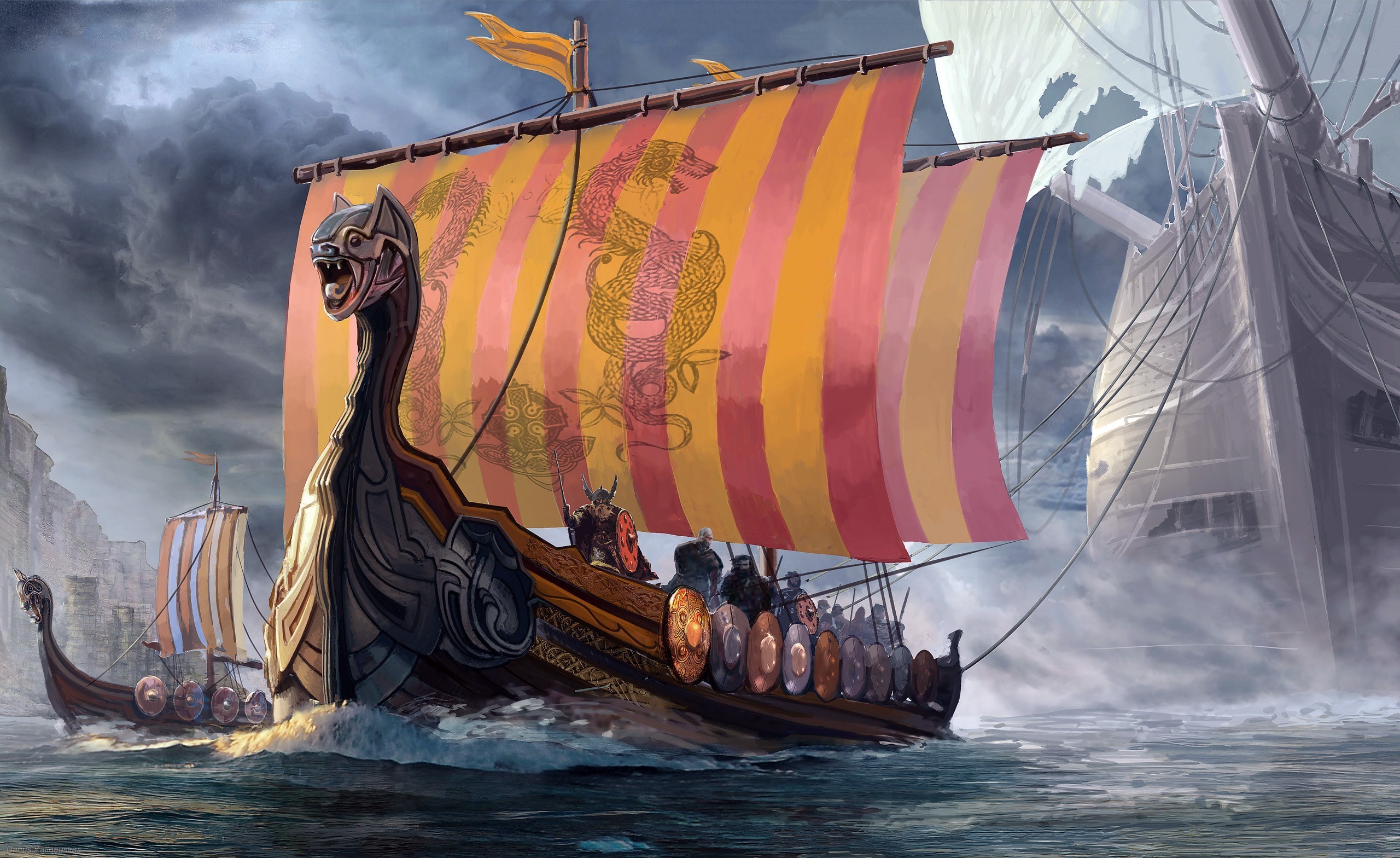 drawing, Fantasy Art, Boat, War Wallpapers HD / Desktop and Mobile