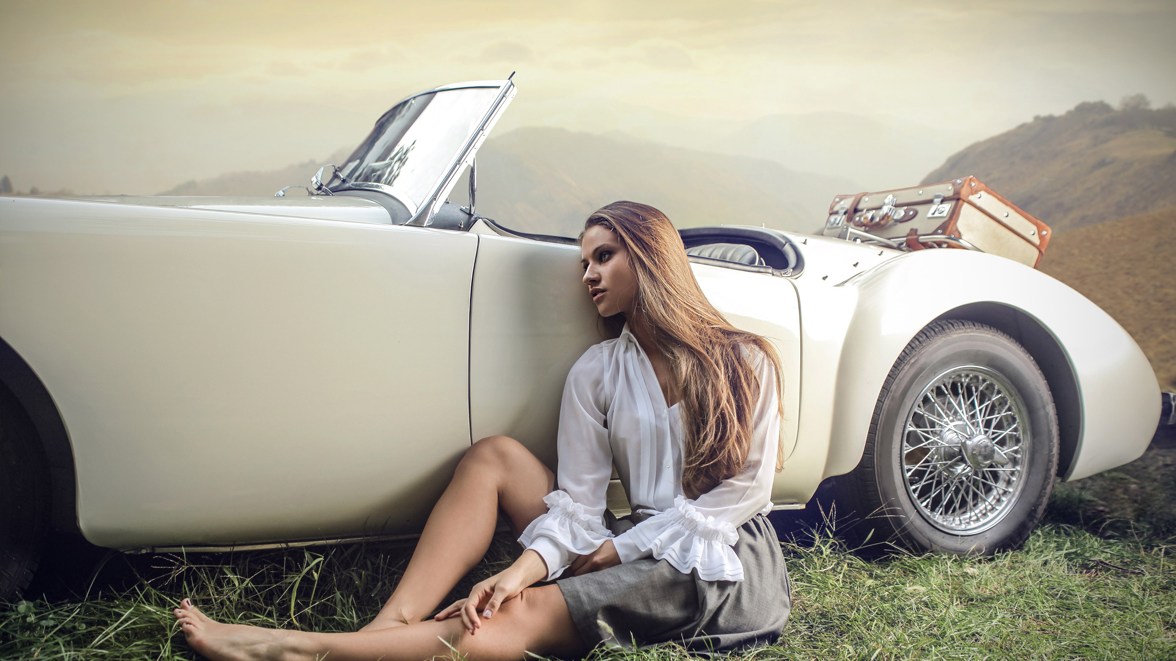 Women Model Hair Blonde Legs Looking Away Dress