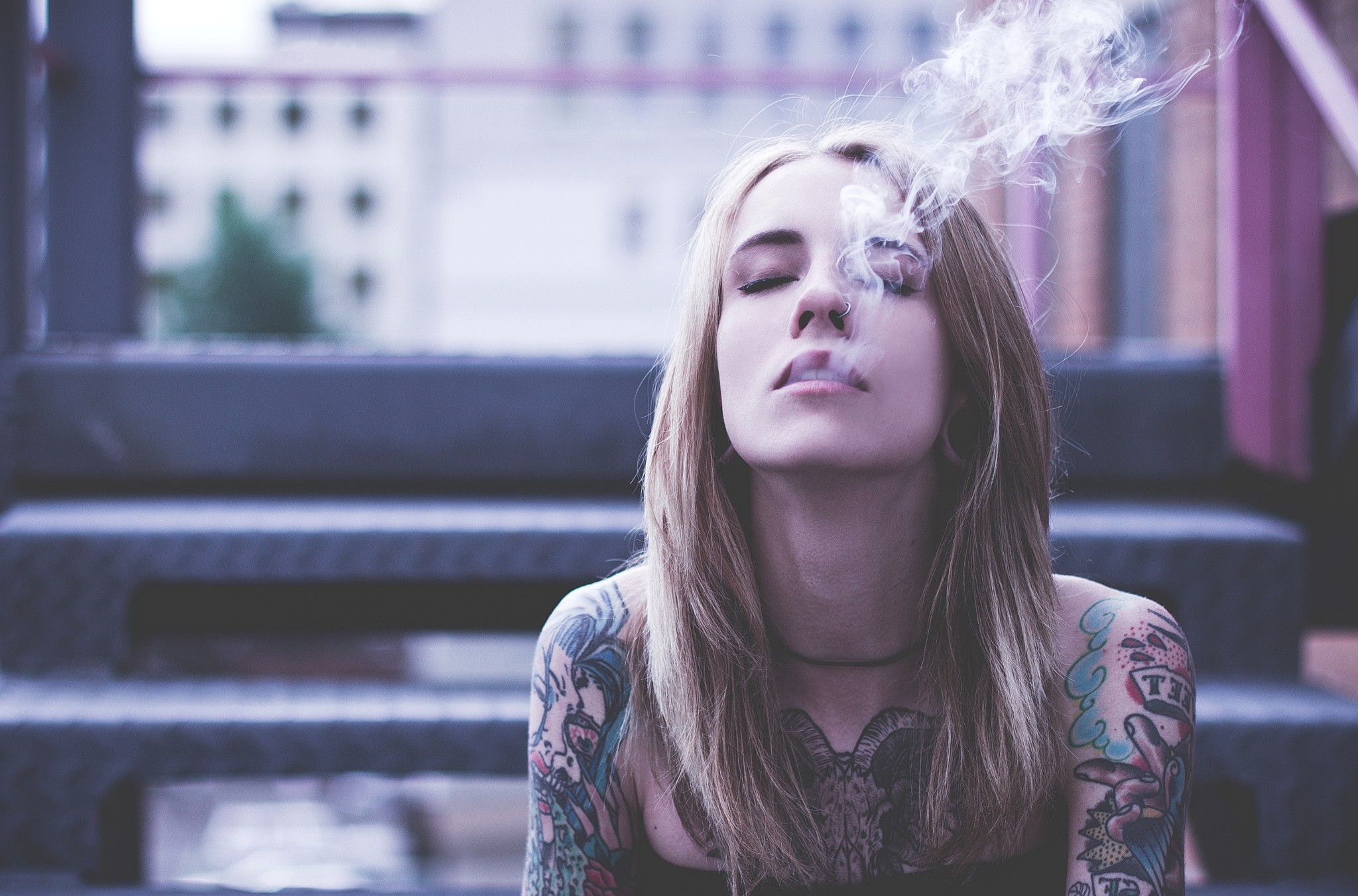 women, Closed Eyes, Smoking, Tattoo Wallpapers HD / Desktop and Mobile  Backgrounds