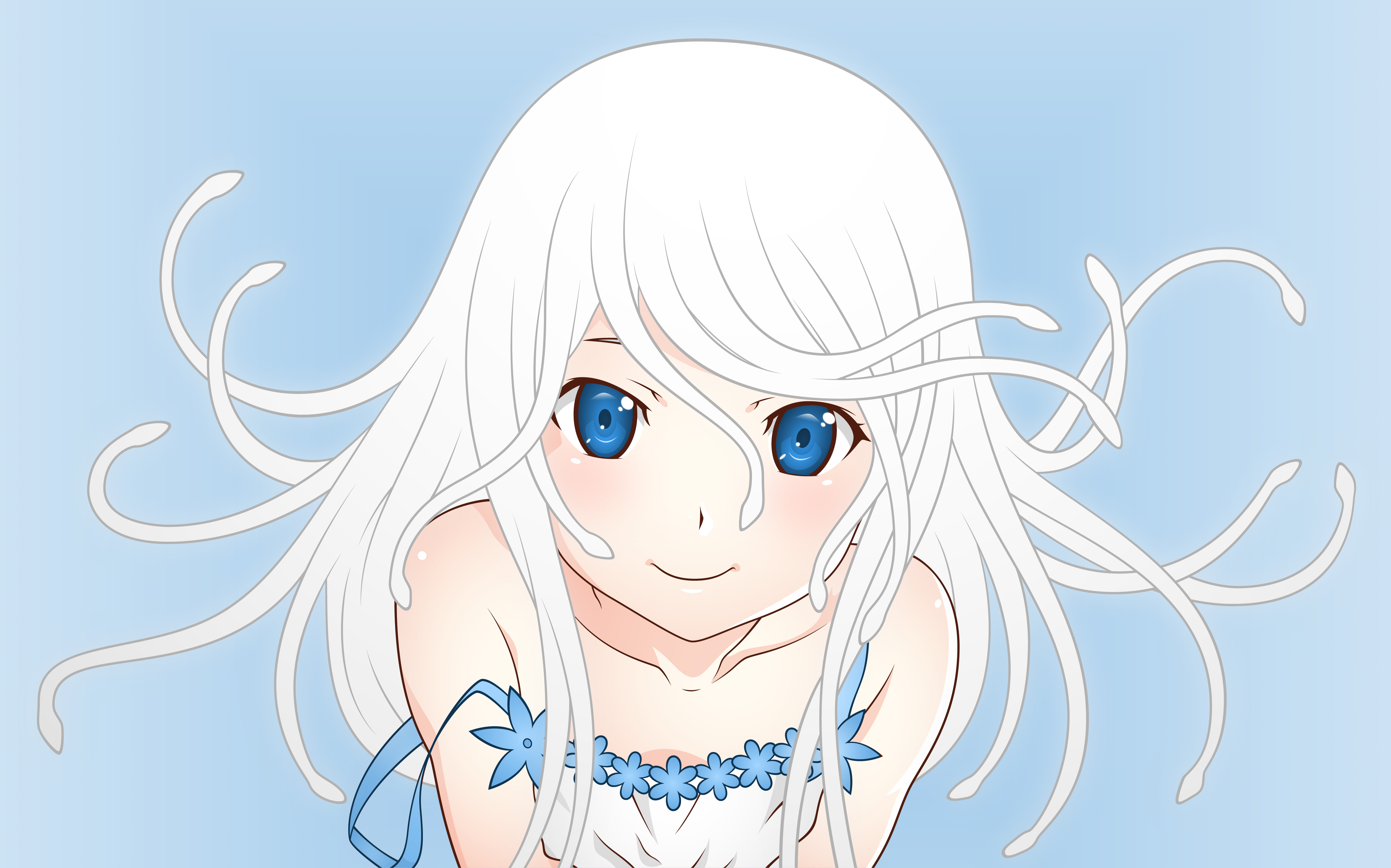 Monogatari Series, Sengoku Nadeko, Anime, Anime Girls, White Hair, Blue Eyes  Wallpapers HD / Desktop and Mobile Backgrounds