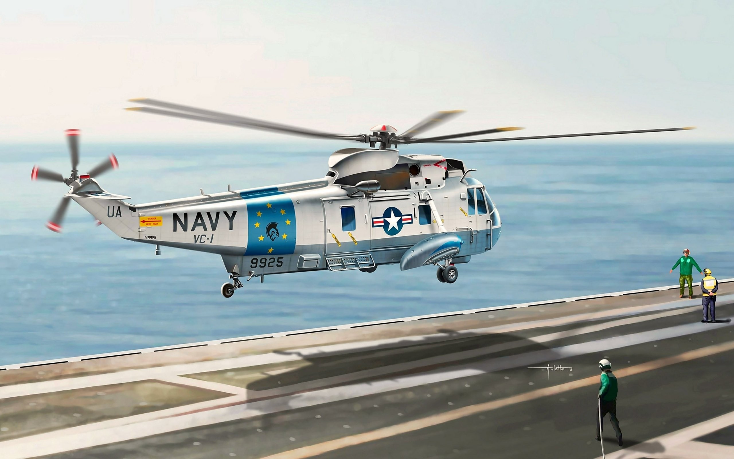 helicopters, Aircraft, Digital Art, Sikorsky SH 3 Sea King