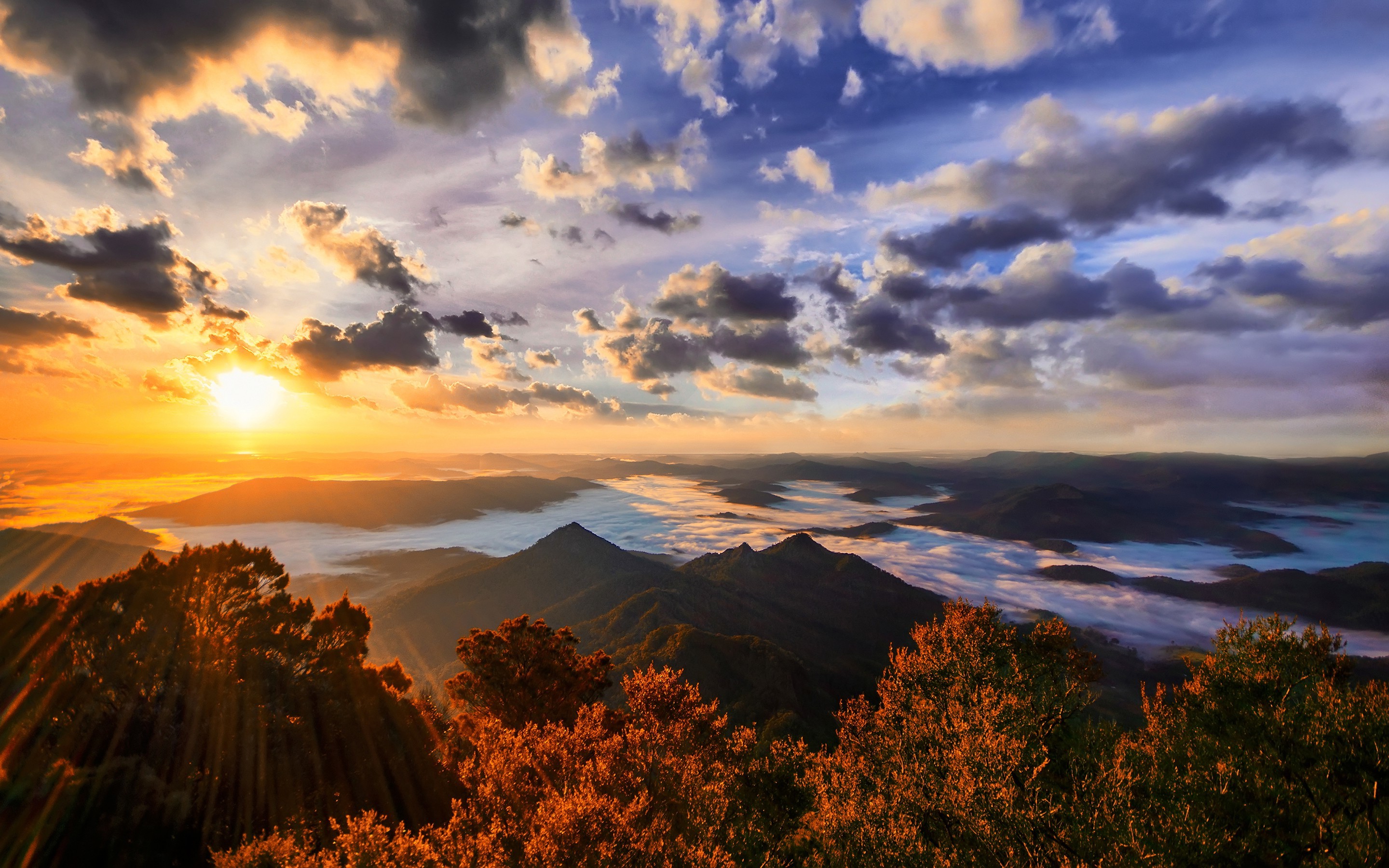 nature, Landscape, Far View, Mountains, Clouds, Sky, Forest, Sunset ...