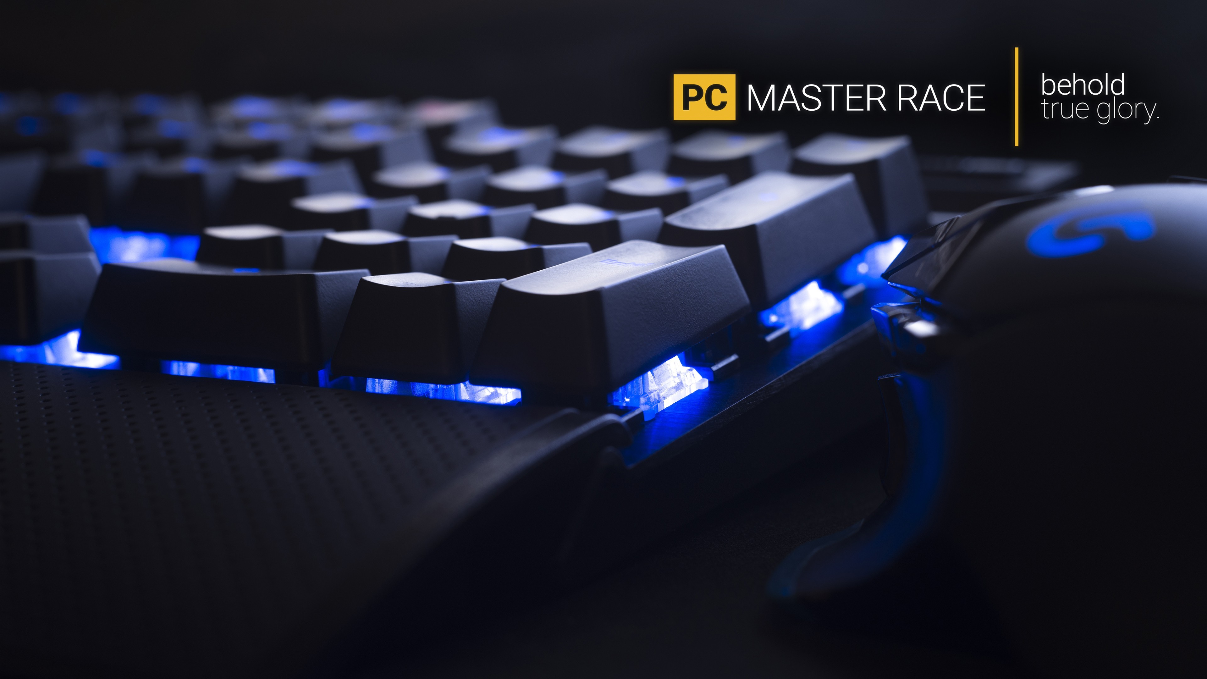Pc Master Race Keyboards Computer Mouse Computer Lights Typography Blue Digital Art Wallpapers Hd Desktop And Mobile Backgrounds