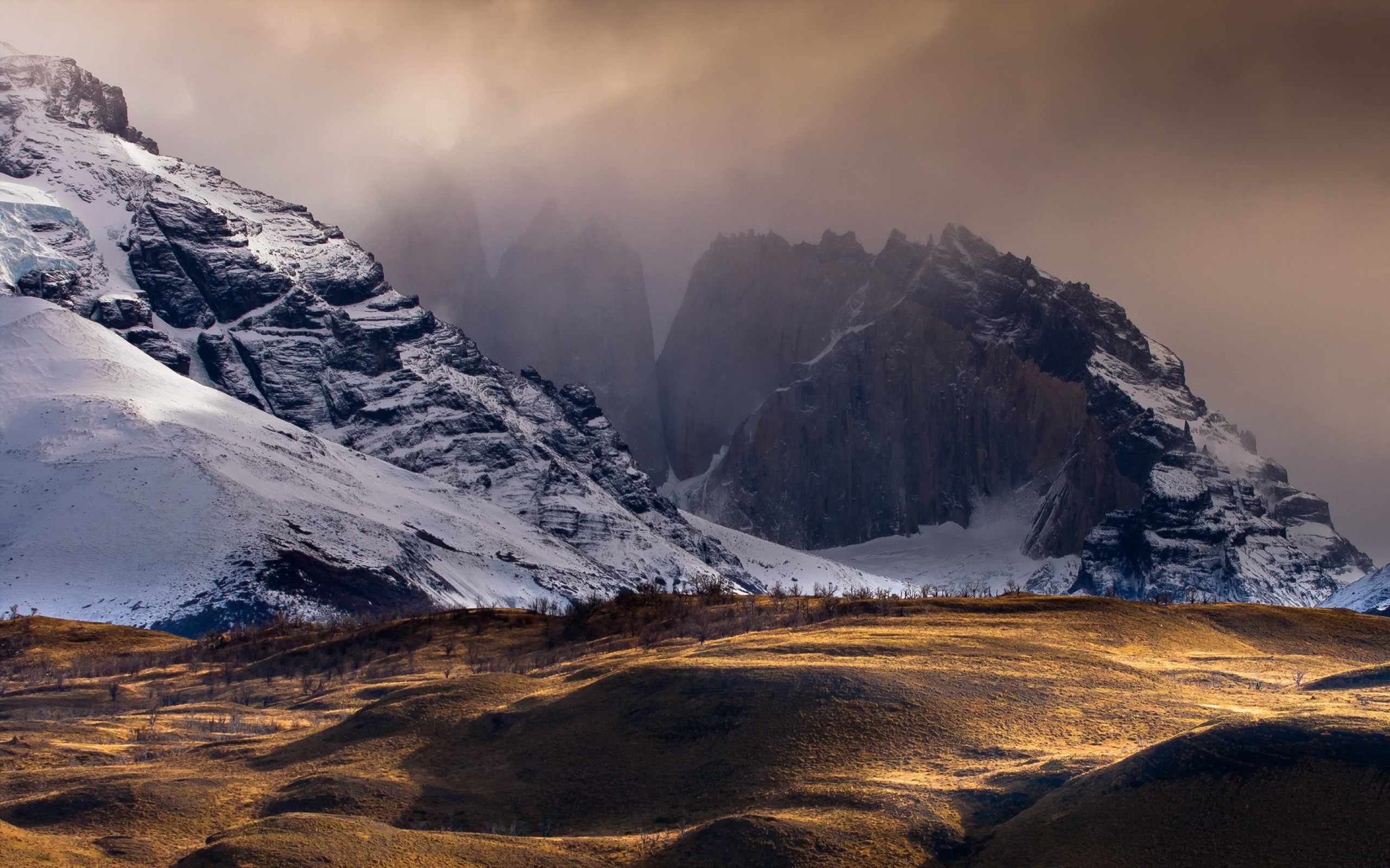 nature, Landscape, Mountains, Chile, Andes, Hills, Winter, Snow, Mist