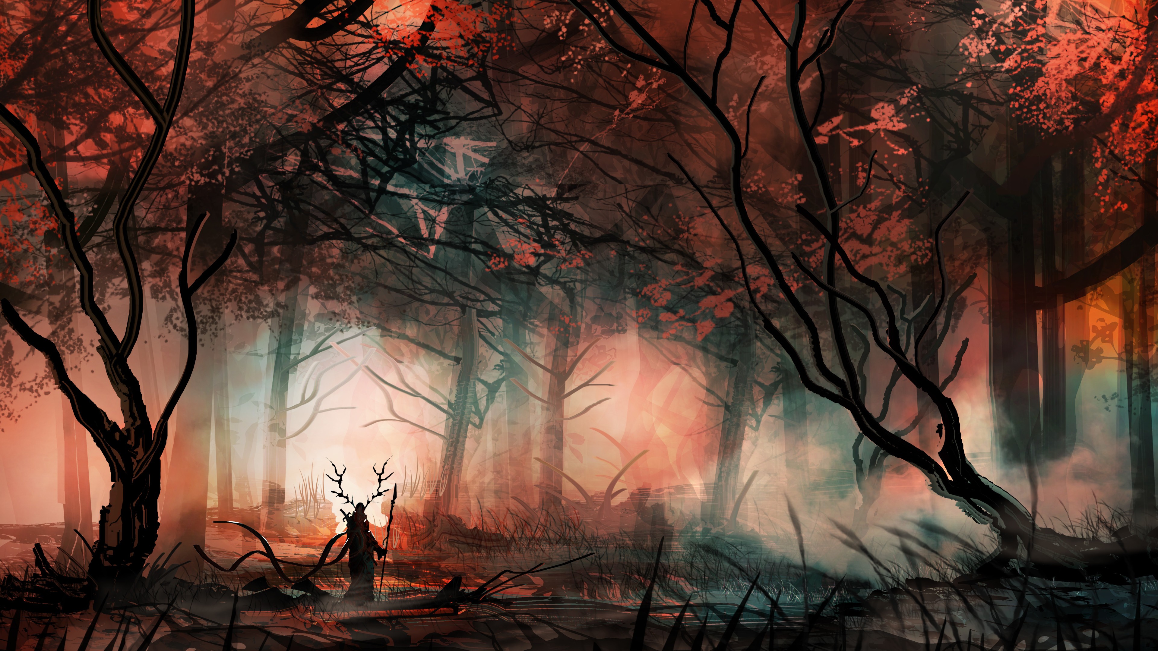 hero, Loneliness, Fantasy art, Trees, Forest, Digital art, Mist