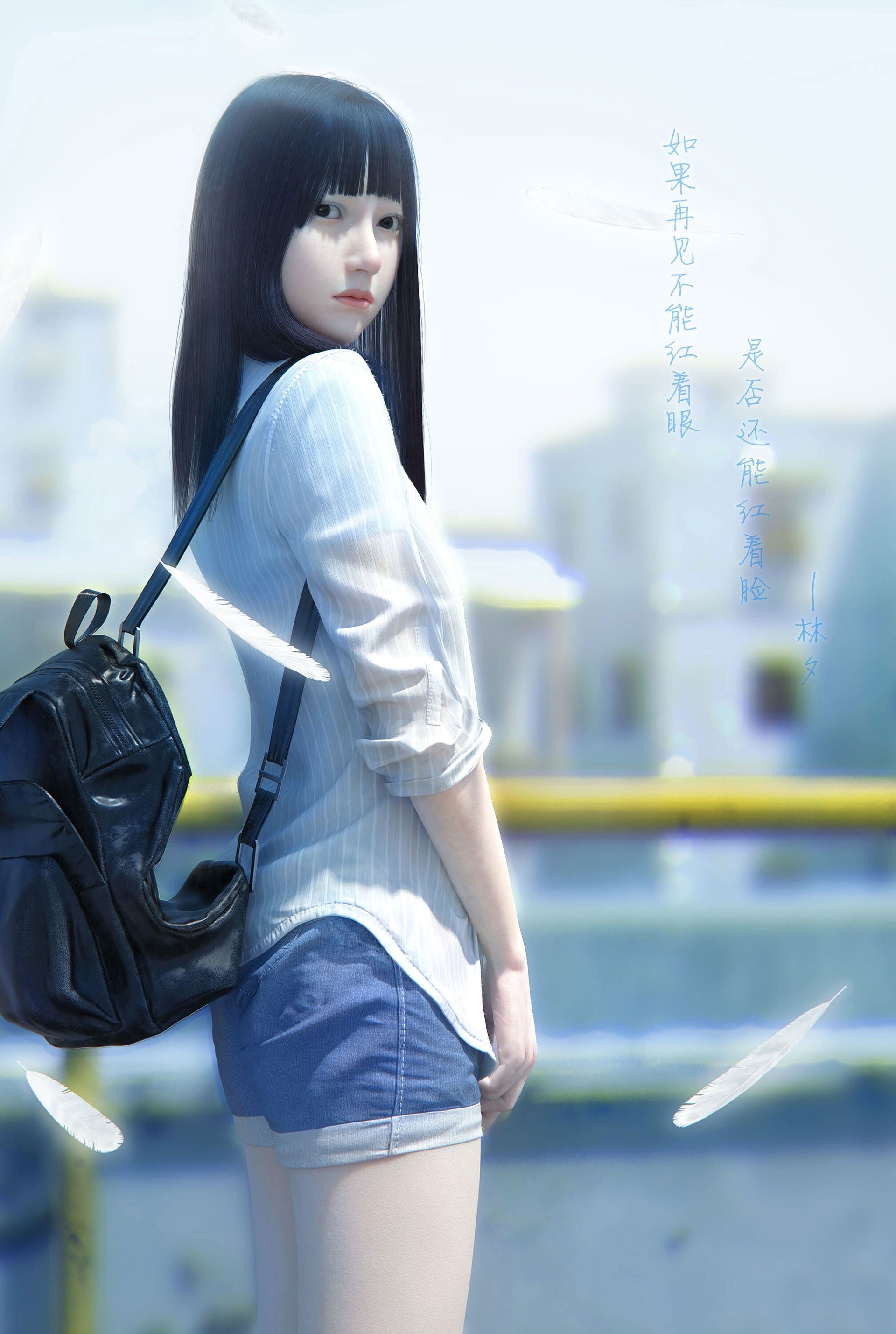 3D, Digital art, Backpacks, Anime girls, Anime, Render Wallpapers HD \/ Desktop and Mobile 