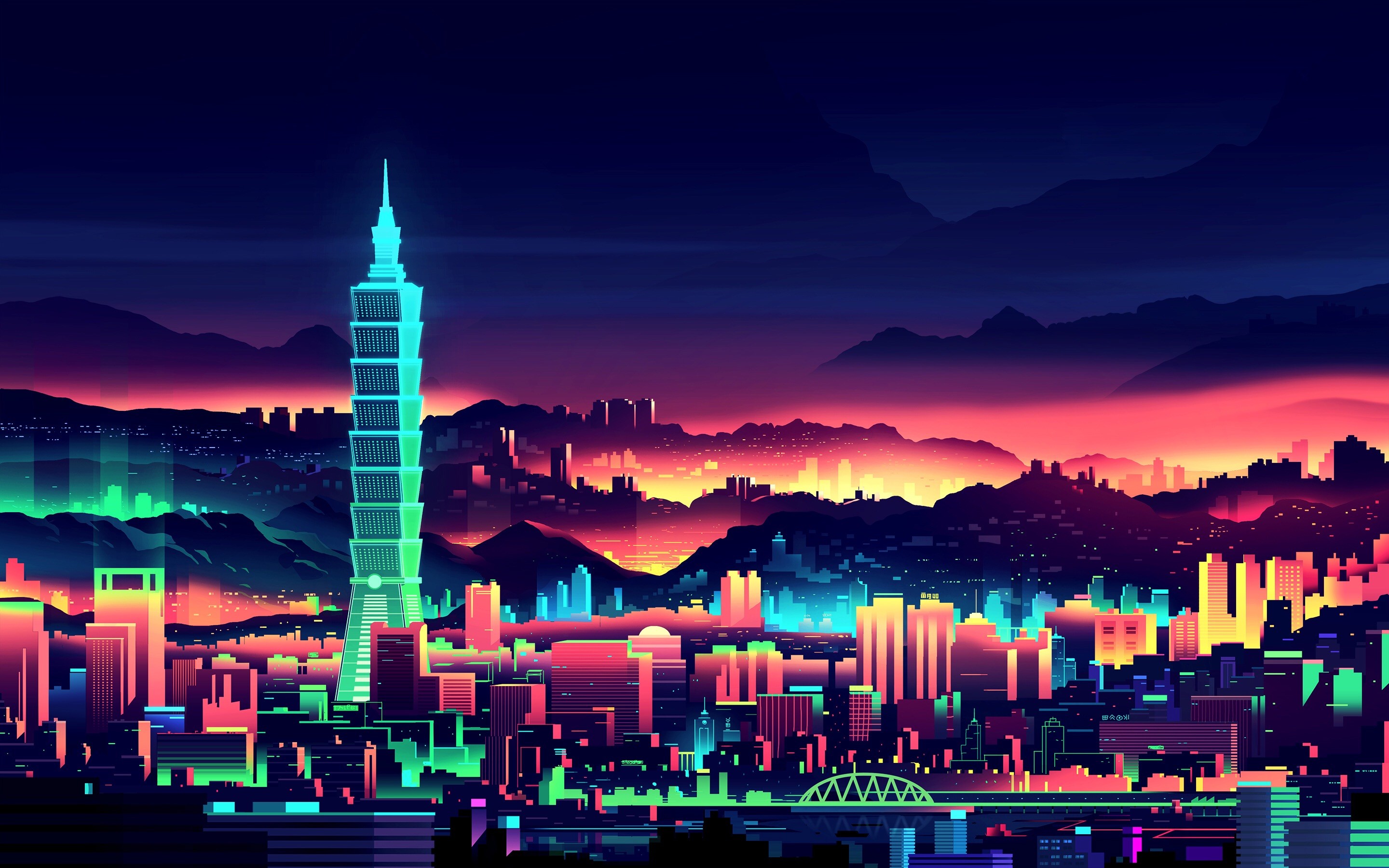 neon, City, Drawing Wallpapers HD / Desktop and Mobile ...