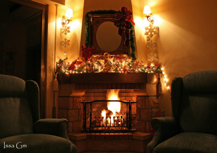 Christmas Fireplace Fire Holiday Festive Decorations