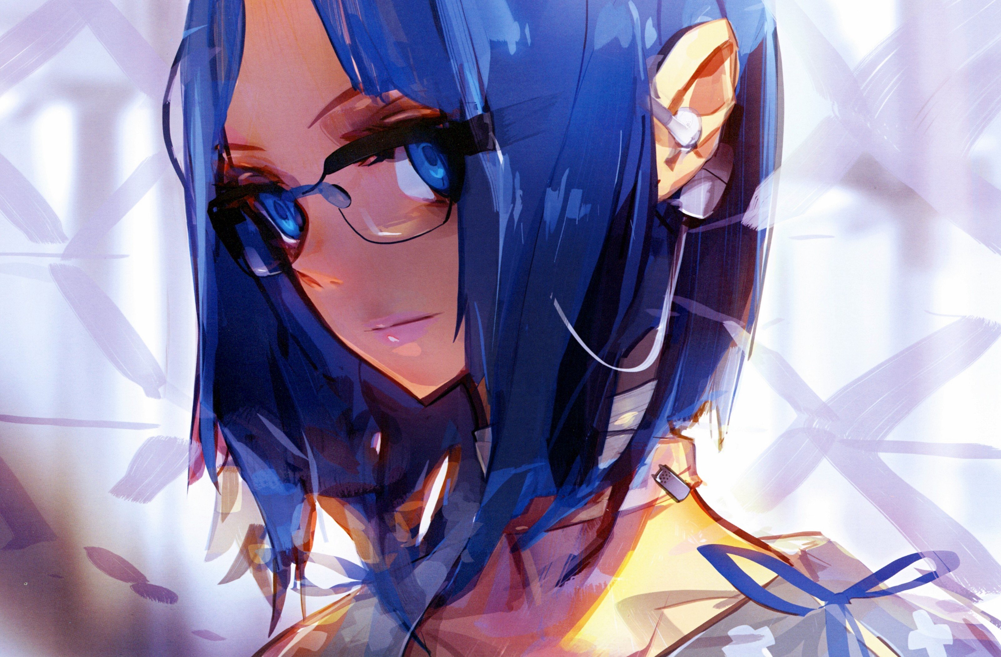 Anime Girl Black Hair Glasses