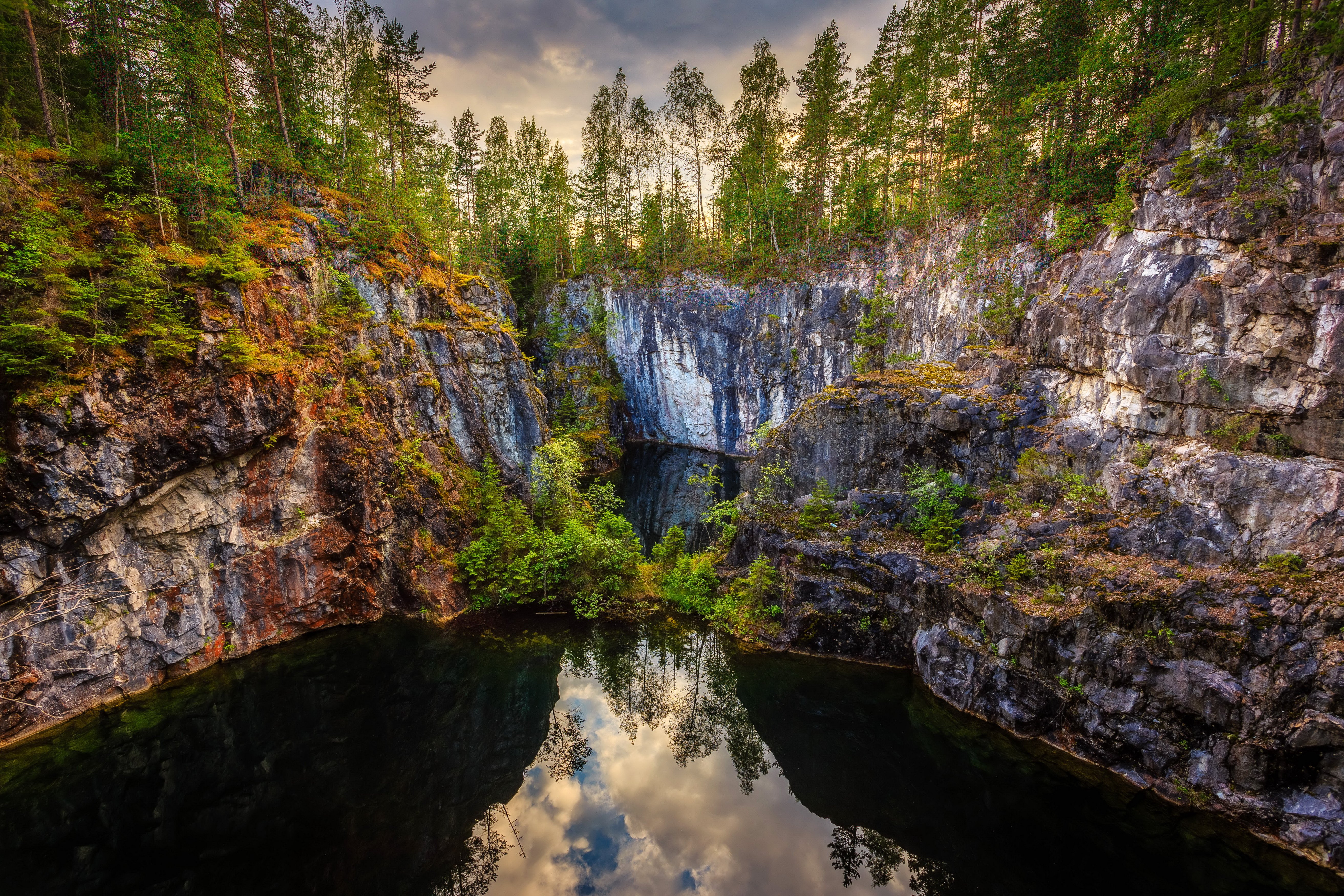 Sweden Canyon Crag Trees Grythyttan Nature Wallpapers HD Desktop