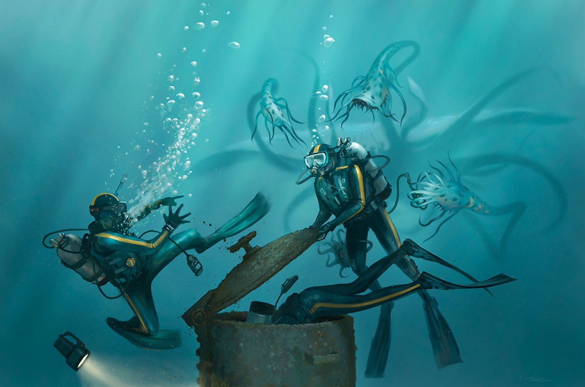 Scuba buddys underwater