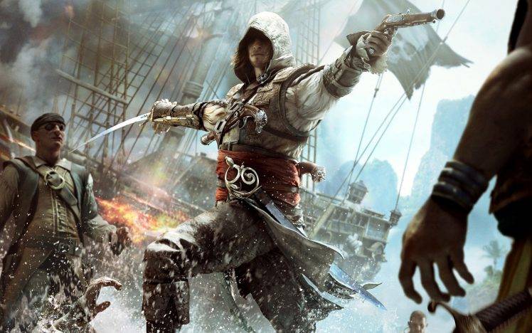 Aassassins Creed 4 Attack Pirate Ship HD Wallpaper Desktop Background