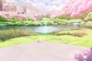 Anime Cherry Blossoms Landscape