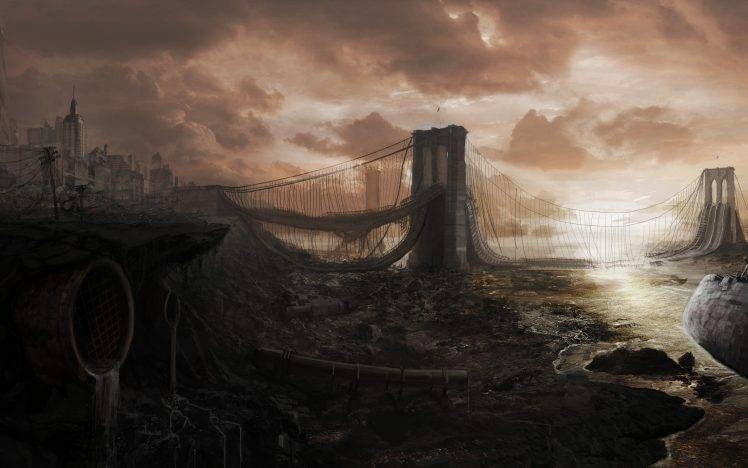 Apocalyptic brooklyn bridge HD Wallpaper Desktop Background