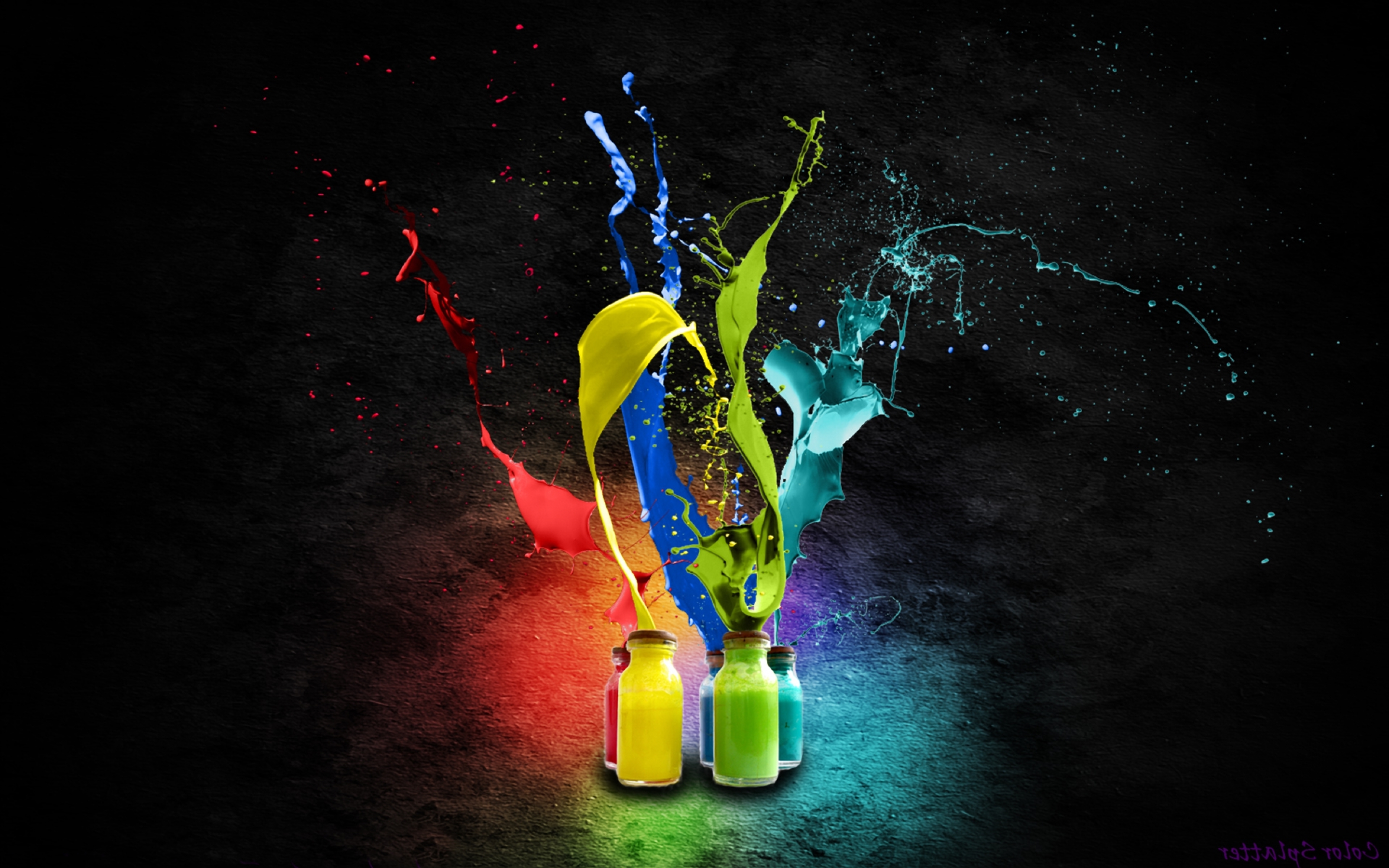 Colourful Paint In Bottles  Wallpaper