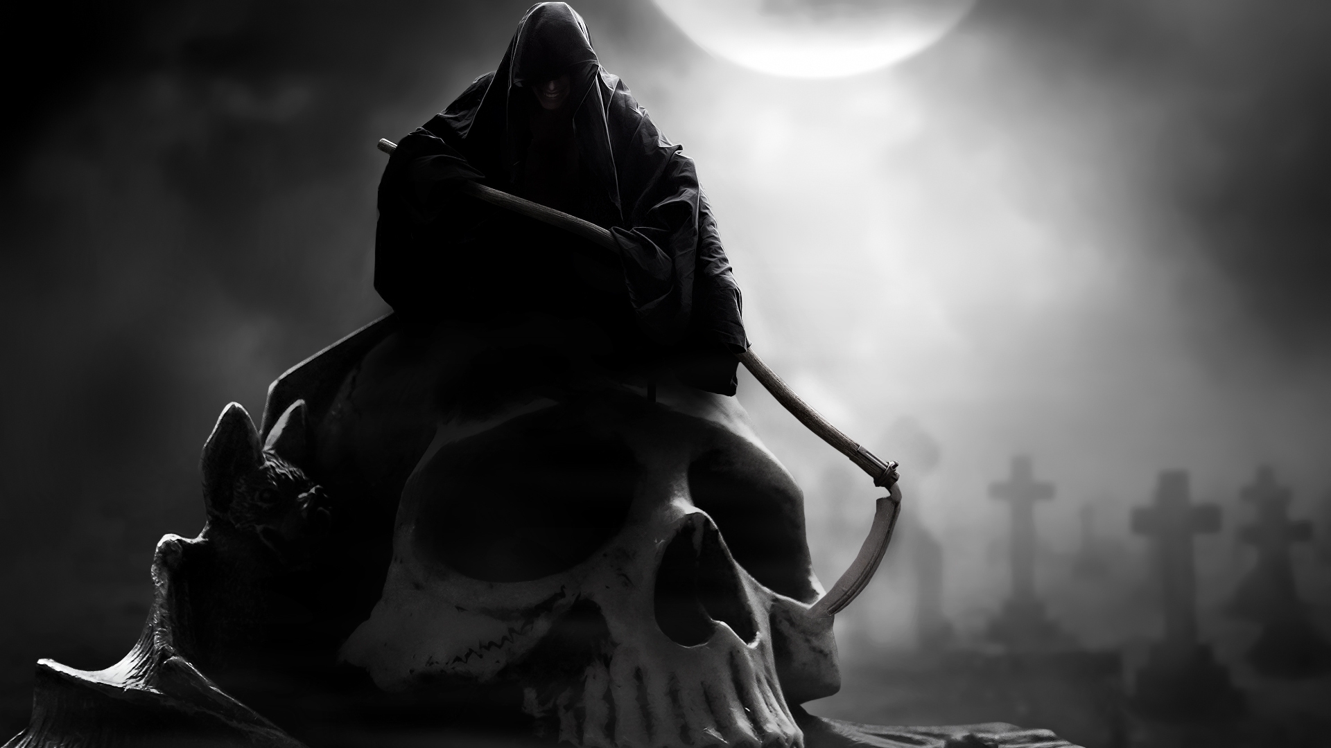 black grim reaper scythe halloween