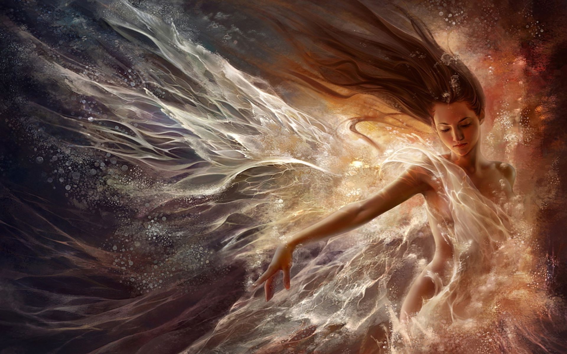 Fantasy Women Water Wings Wallpaper