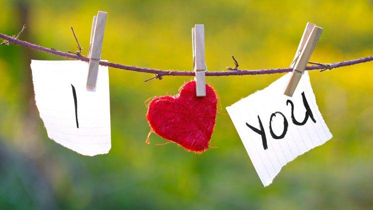 i Love You Text in Clothes Hanger HD Wallpaper Desktop Background