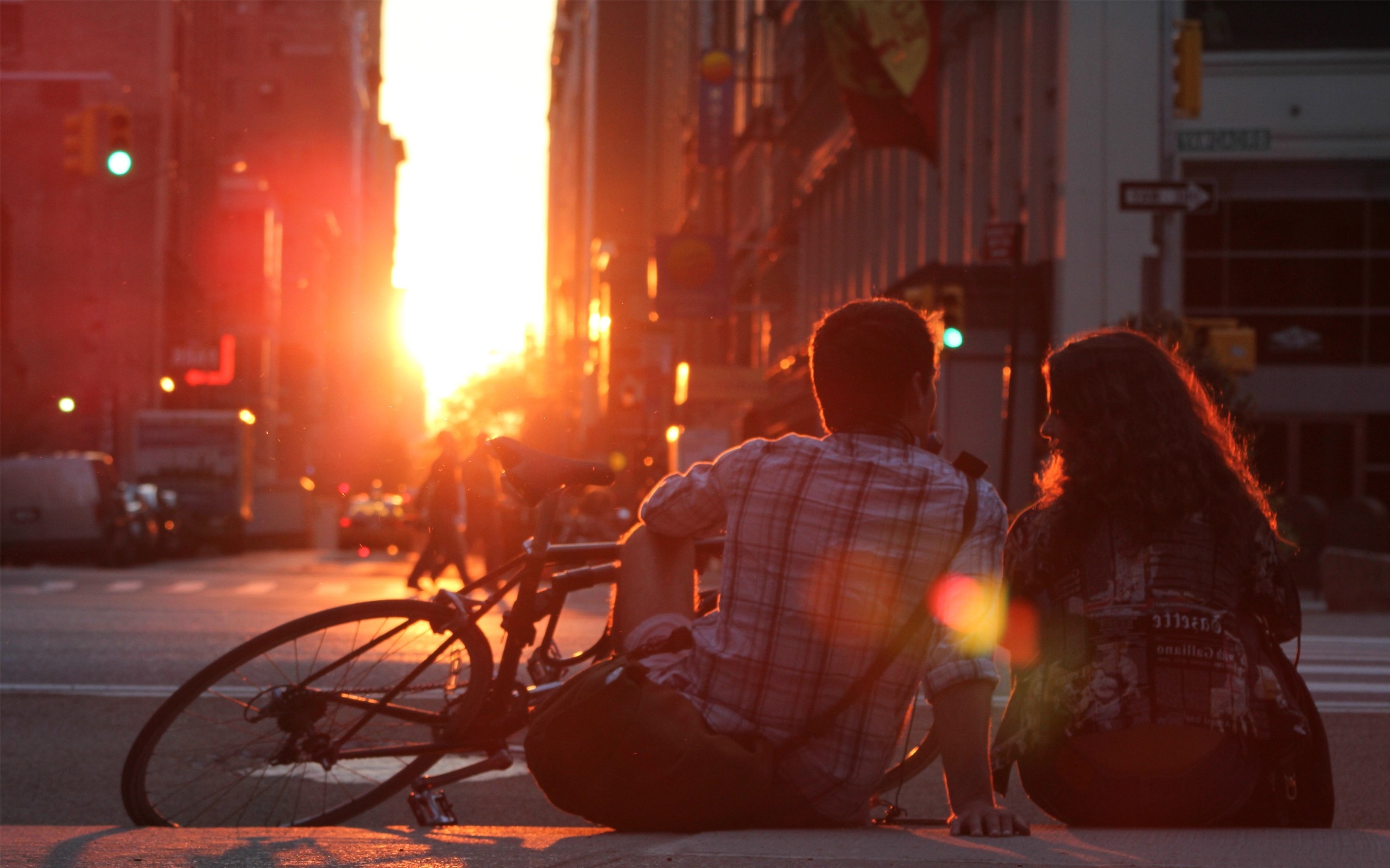 New York City Love In Sunset Wallpaper