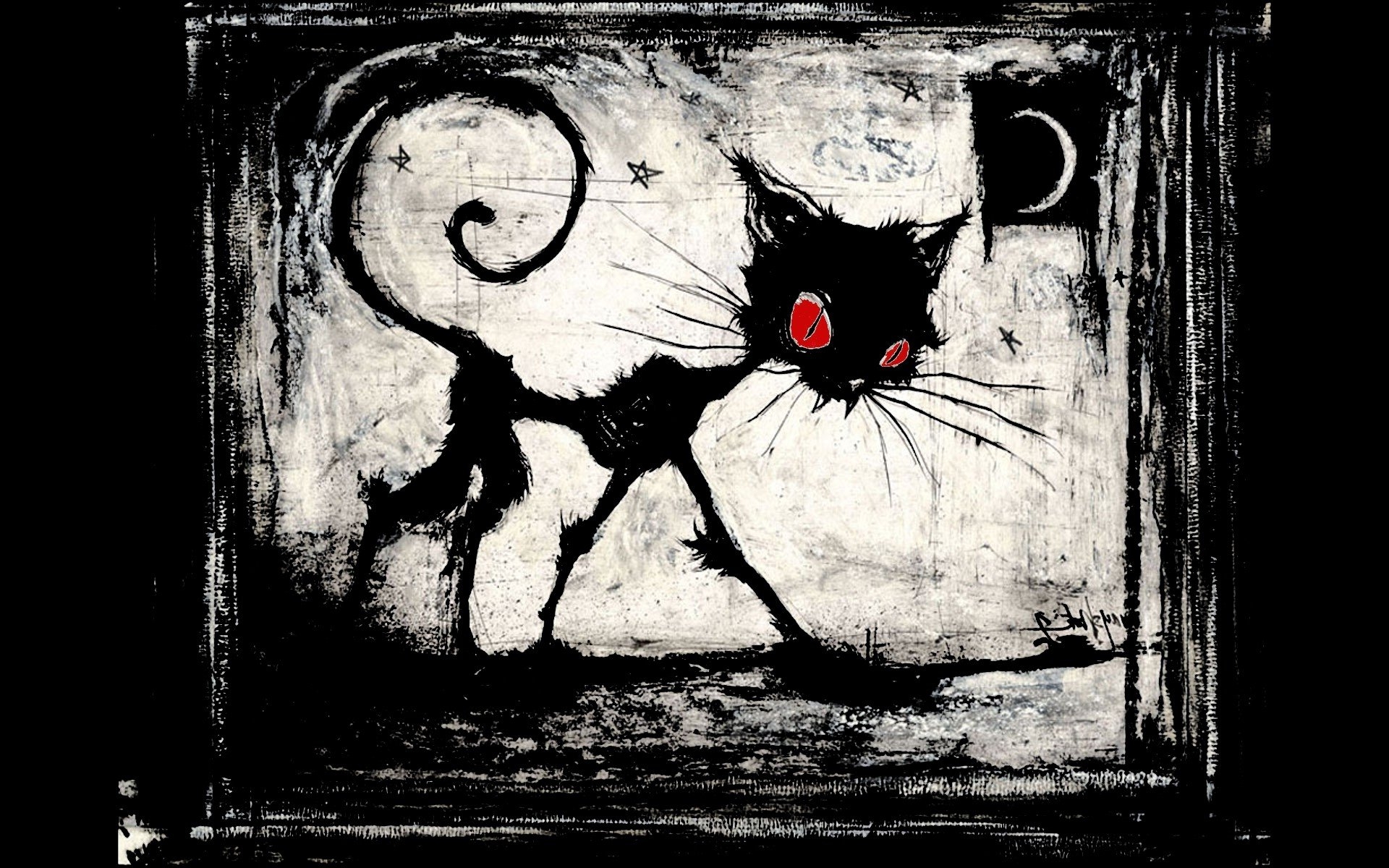 Red Eye Black Cat Wallpaper