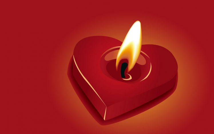 3D Red Heart Candle HD Wallpaper Desktop Background