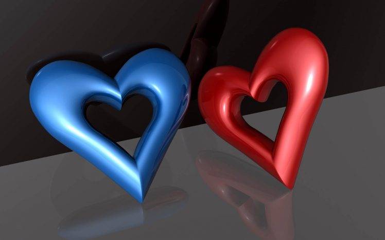 Blue Red Love 3D HD Wallpaper Desktop Background