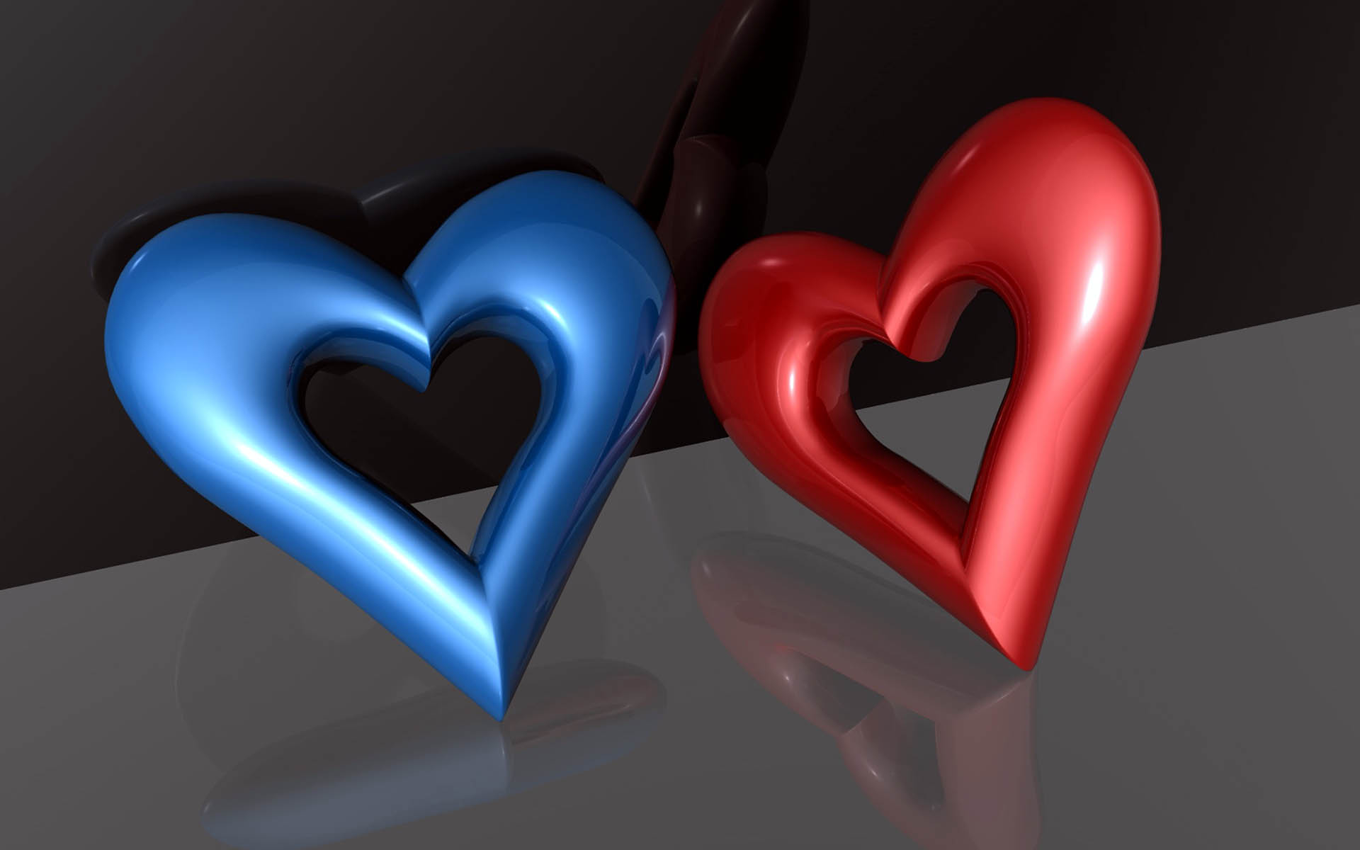 Blue Red Love 3D Wallpaper