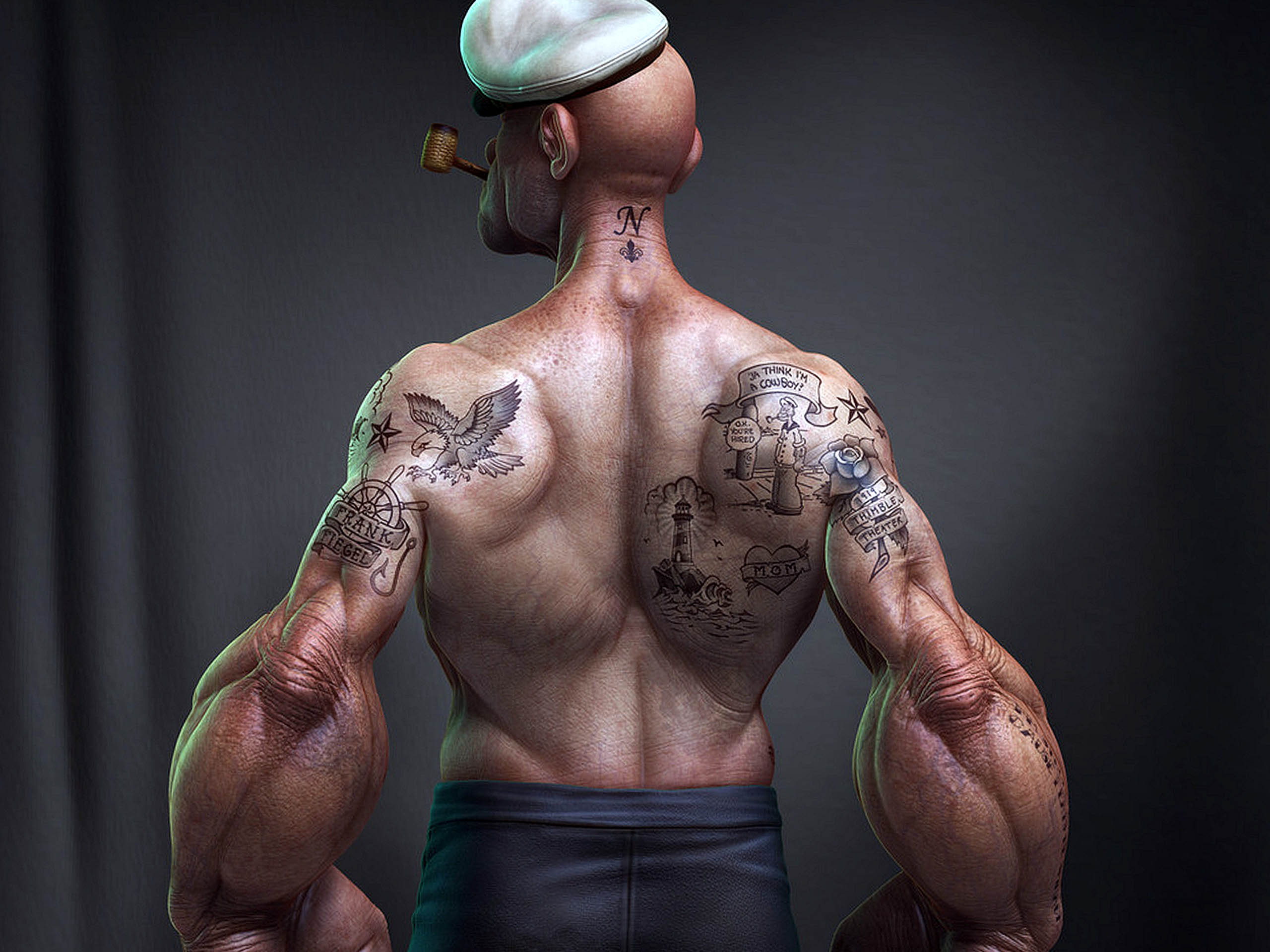 Popeye Body 3D Cartoon Pictures Wallpaper