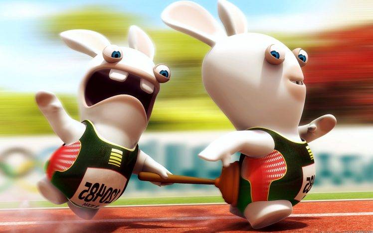 Funny Rabbits Run Cartoon HD Wallpaper Desktop Background