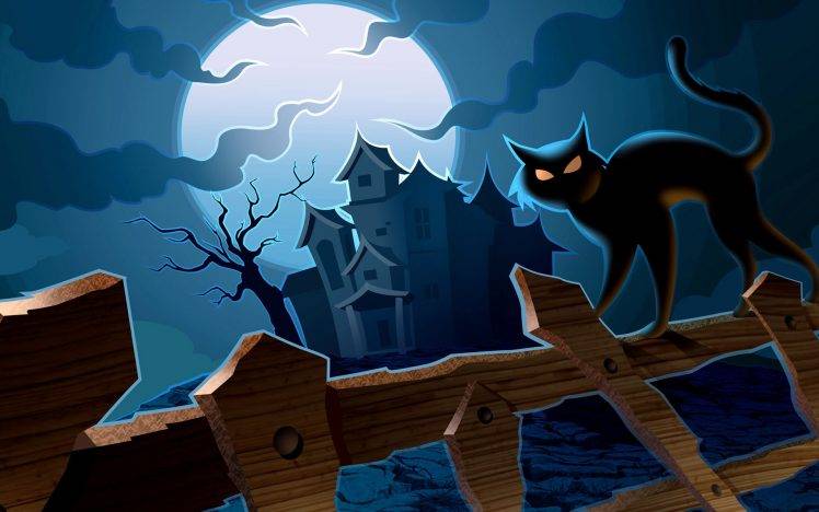 Drak Black Cat Halloween HD Wallpaper Desktop Background