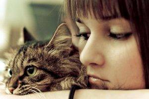 Girl With Cat Pet Love