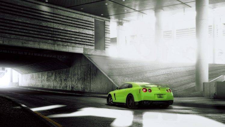 Green Car Nissan GTR HD Wallpaper Desktop Background