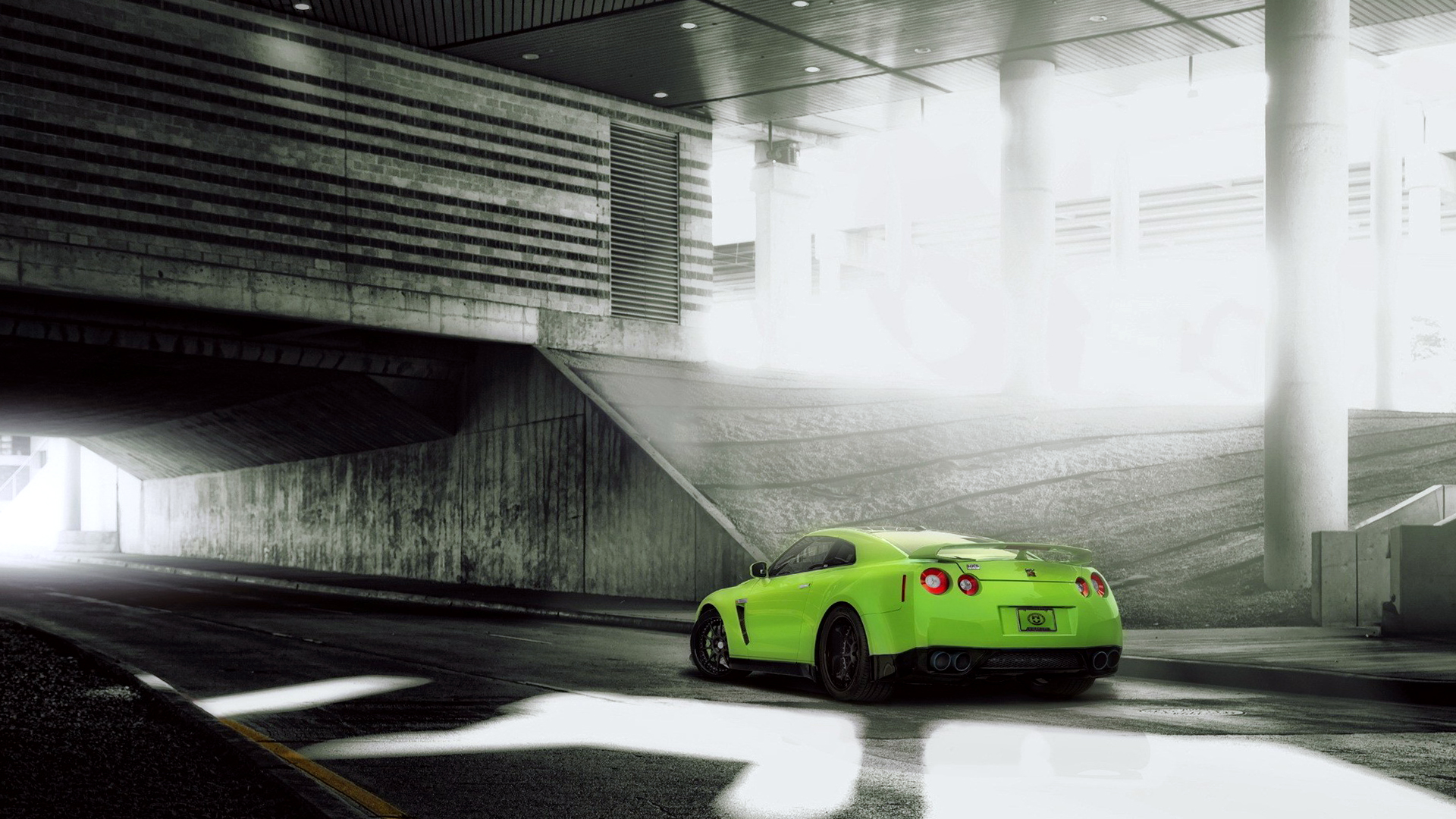 Green Car Nissan GTR Wallpaper