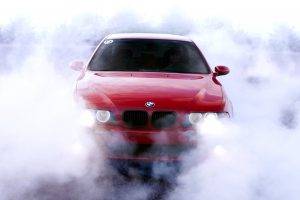 Red BMW In Smoke