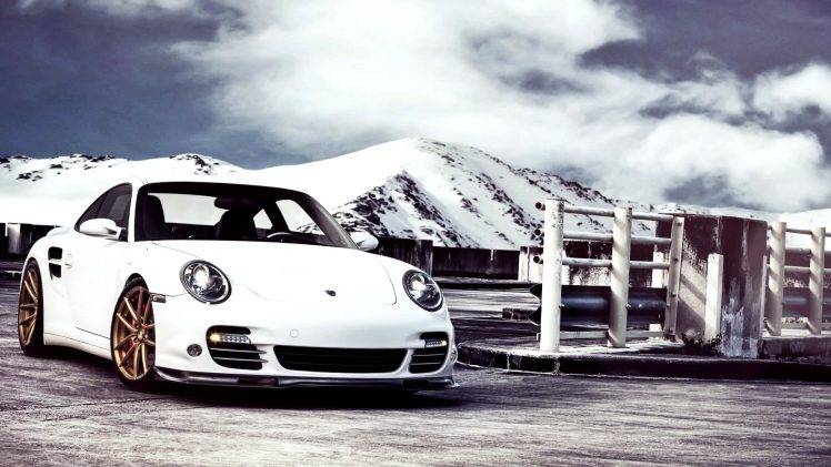 White Porsche 911 Turbo Car HD Wallpaper Desktop Background