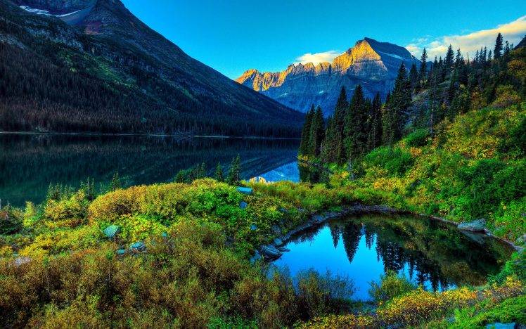 Beautiful Forest Green Lake Landscape HD Wallpaper Desktop Background