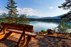 Beautiful Lake And Bench Landscape