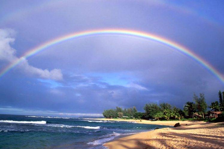 Beautiful Rainbow In Beach Photo HD Wallpaper Desktop Background