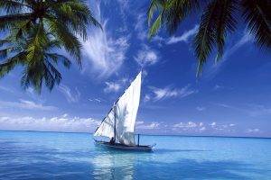 Beautiful Sea Boat Landscape Photo