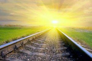 Beautiful Sunrise On End Railroads