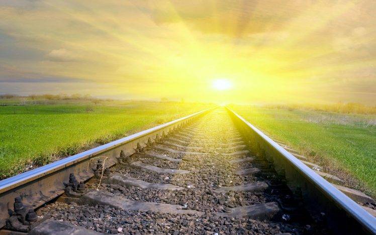 Beautiful Sunrise On End Railroads HD Wallpaper Desktop Background
